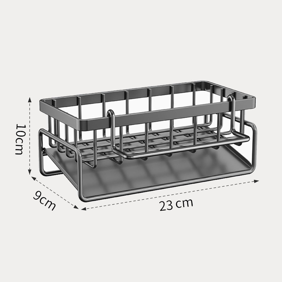 ViWaVee Spülbecken Organizer mit selbstentleerender Ablaufwanne, Schwammhalter & Handtuchhalter für Küche & Bad, Schwarz