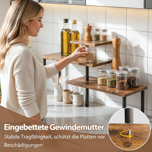 Awoyep Eckregal Küche Organizer Verstellbar Küchenregal Klein Holz Retro