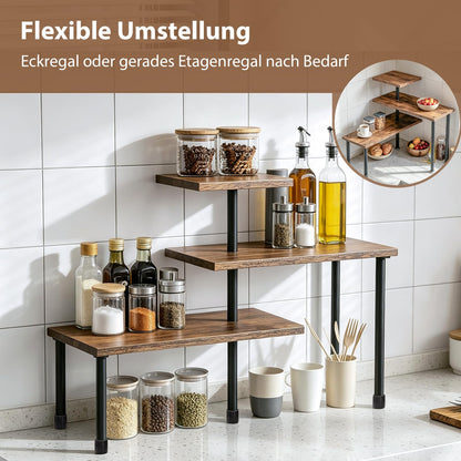 Awoyep Eckregal Küche Organizer Verstellbar Küchenregal Klein Holz Retro