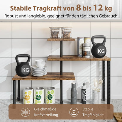 Awoyep Eckregal Küche Organizer Verstellbar Küchenregal Klein Holz Retro